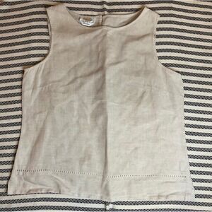 Talbots Petites 100% Linen Sleeveless Top Neutral Beige Size PM